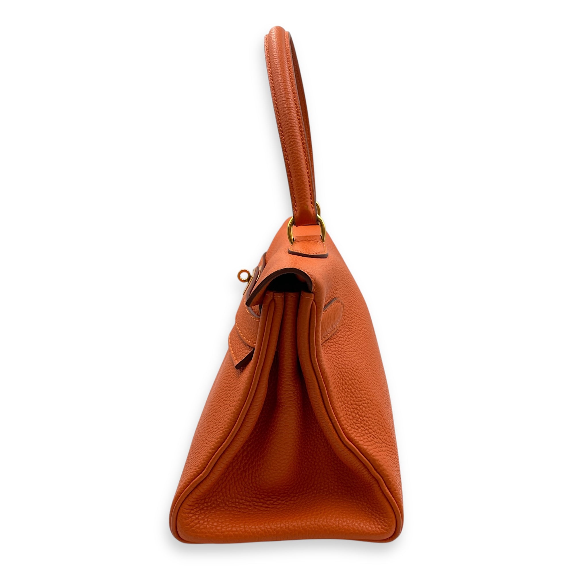 Shoulder Kelly 42 Orange in Togo, Gold hardware