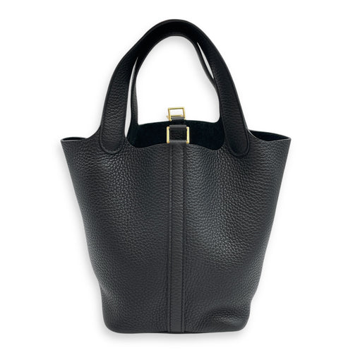 Picotin 18 Black in Clemence, Gold hardware