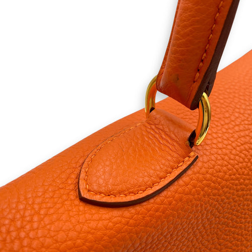 Shoulder Kelly 42 Orange in Togo, Gold hardware