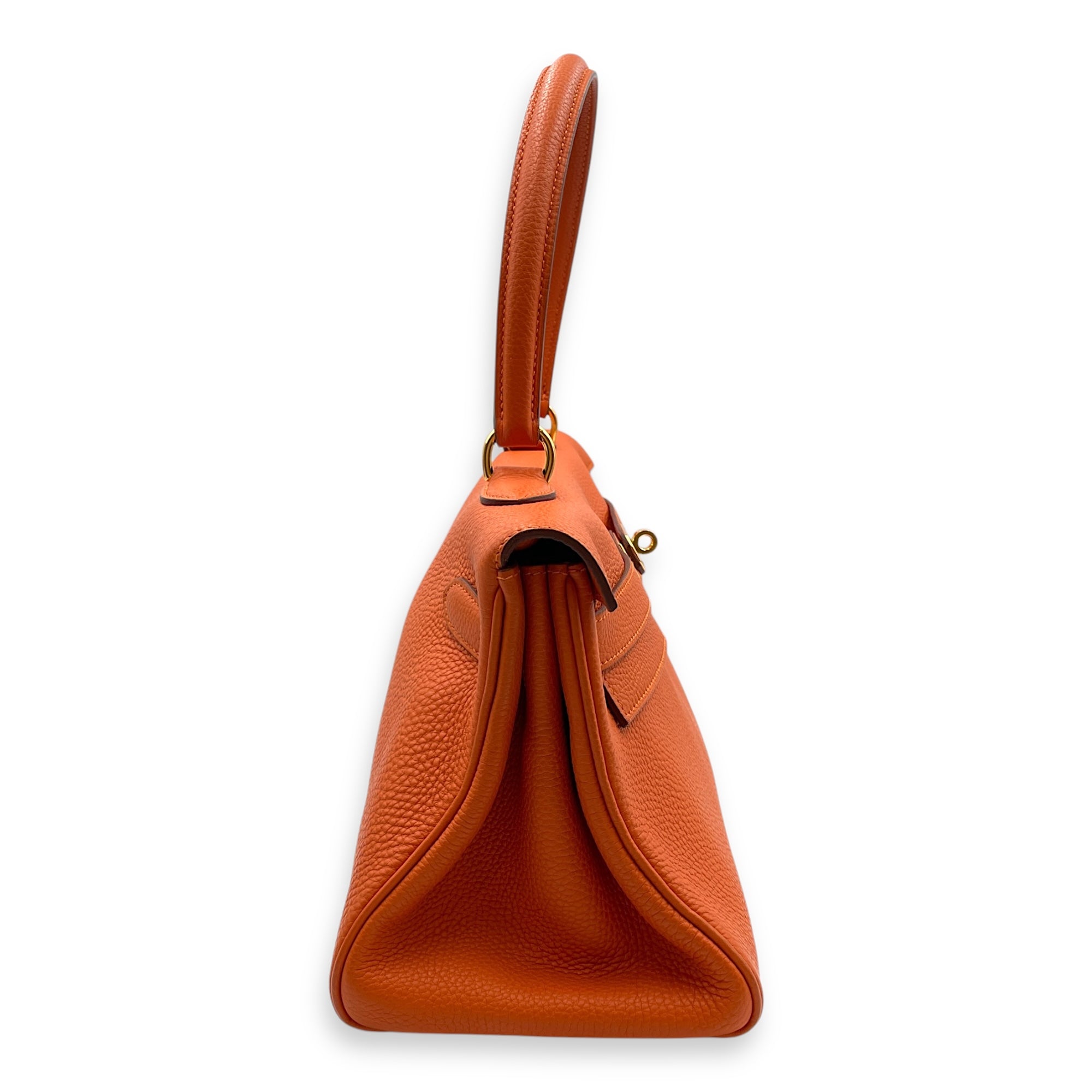 Shoulder Kelly 42 Orange in Togo, Gold hardware