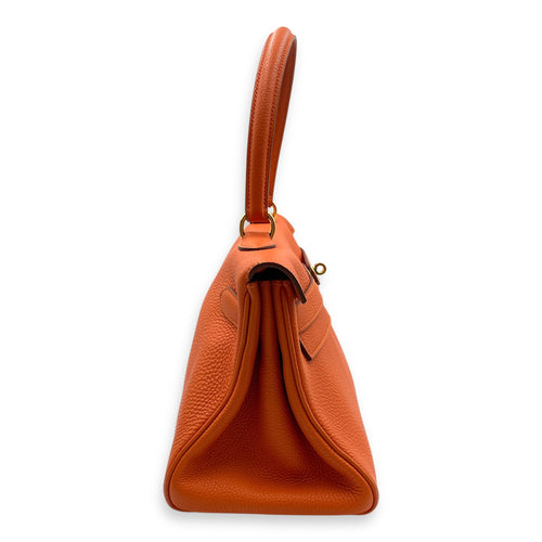 Shoulder Kelly 42 Orange in Togo, Gold hardware