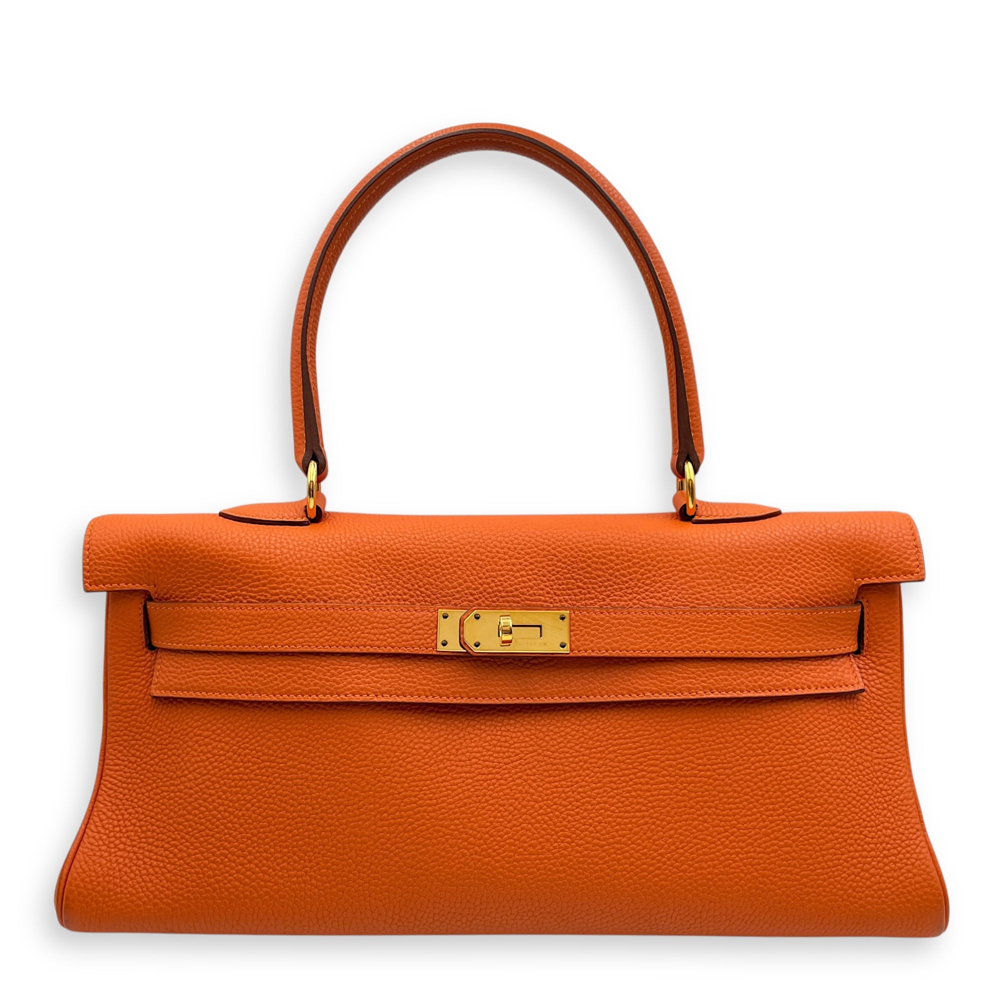 Shoulder Kelly 42 Orange in Togo, Gold hardware