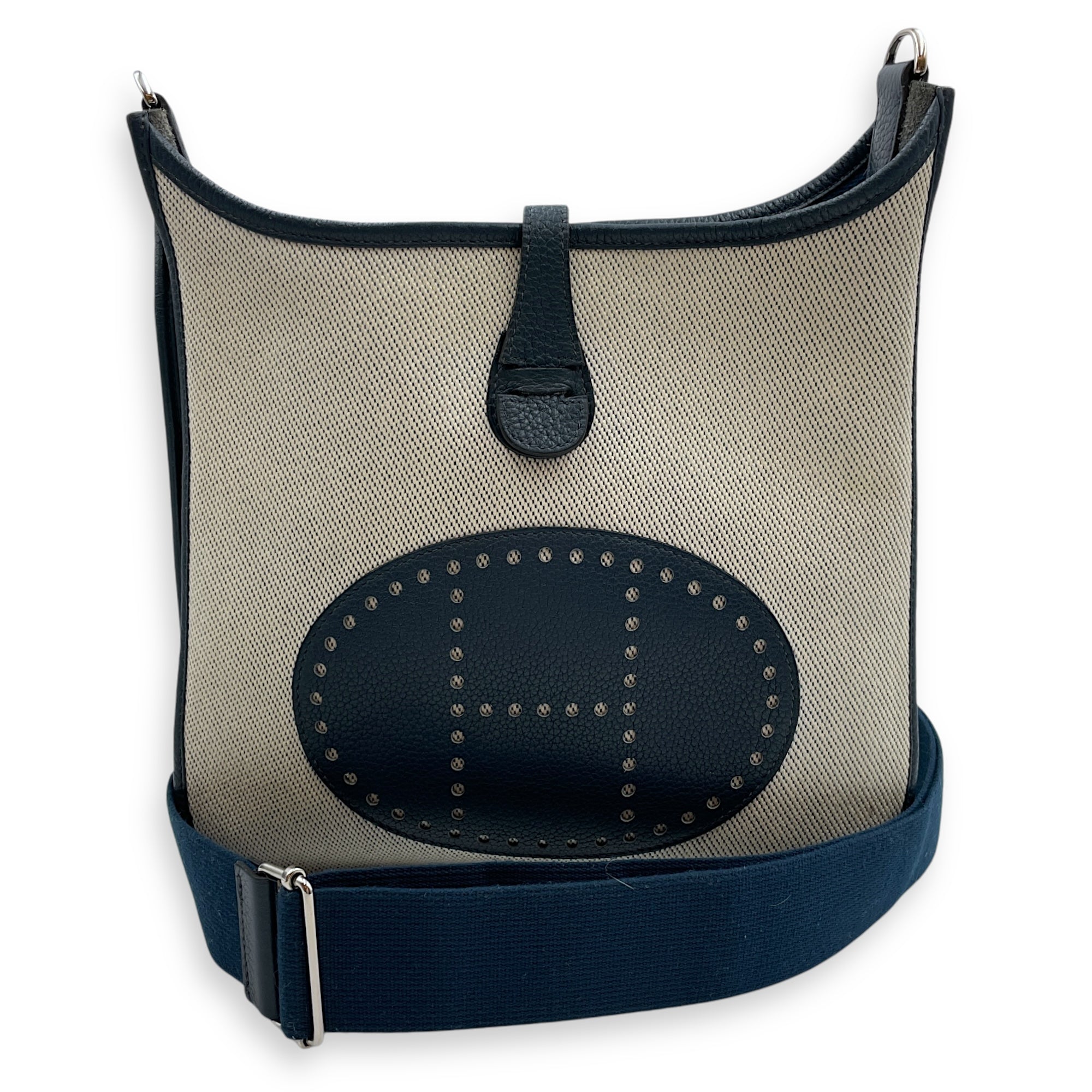 Evelyne II PM Blue Sapphire in Toile/Clemence, Palladium hardware