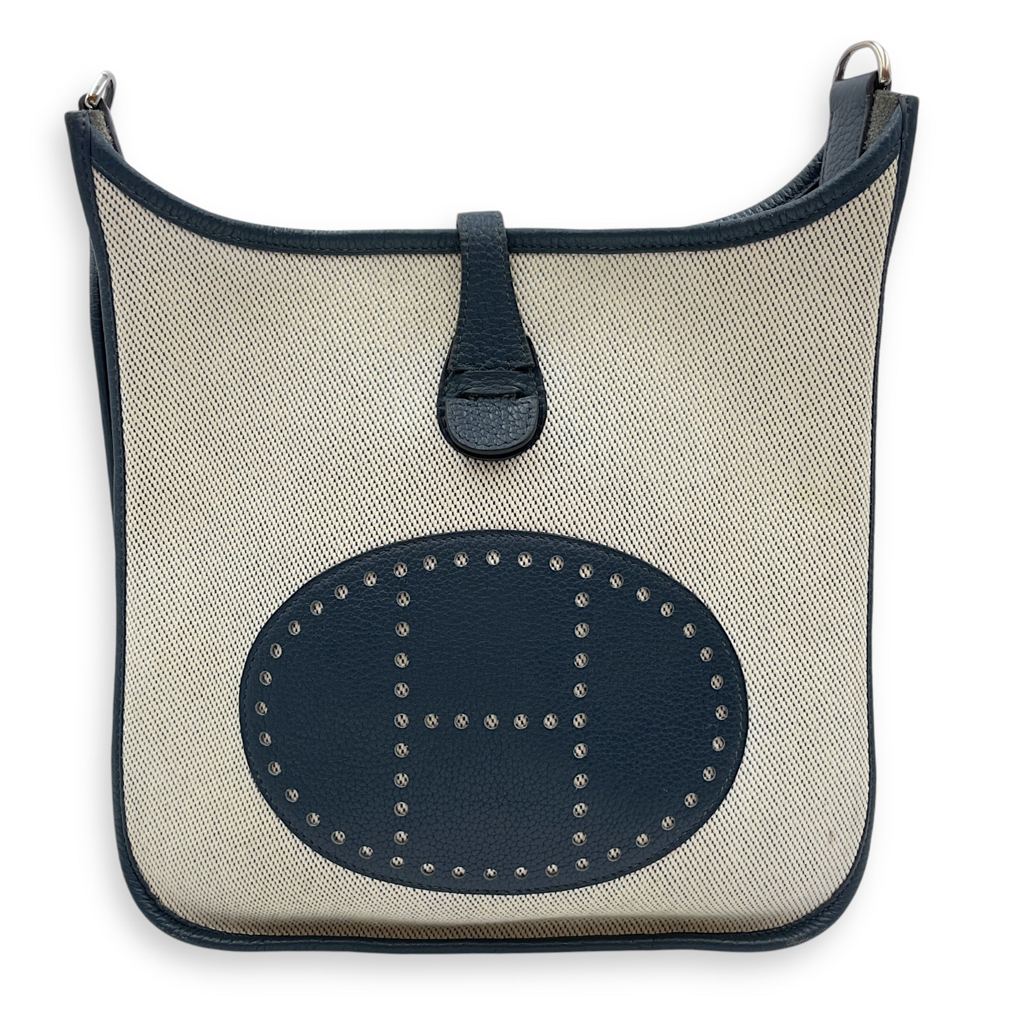 Evelyne II PM Blue Sapphire in Toile/Clemence, Palladium hardware
