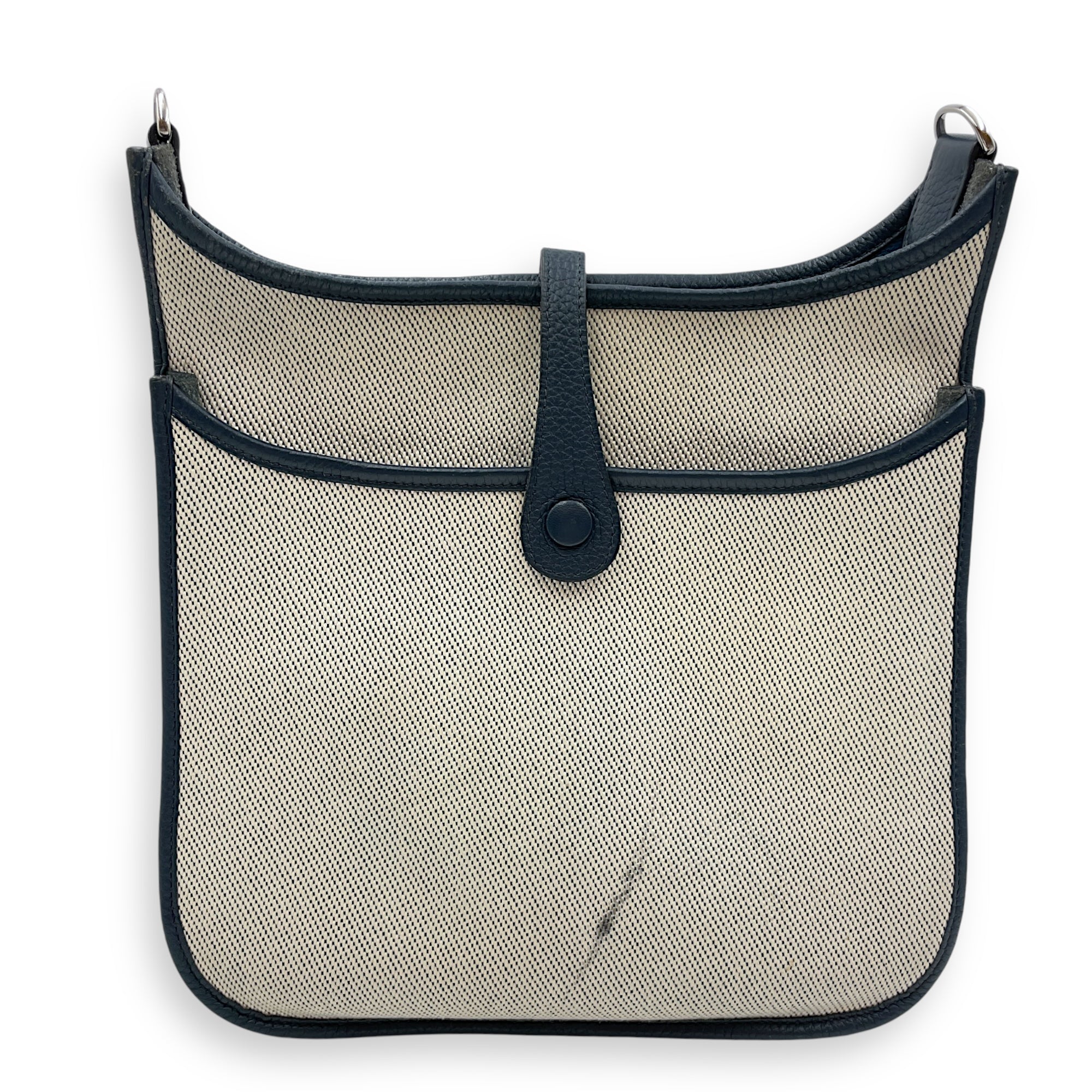 Evelyne II PM Blue Sapphire in Toile/Clemence, Palladium hardware