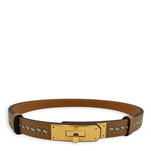 Kelly Bandana 18 Belt Biscuit/Noir/Blanc Belt in Epsom Gold hardware