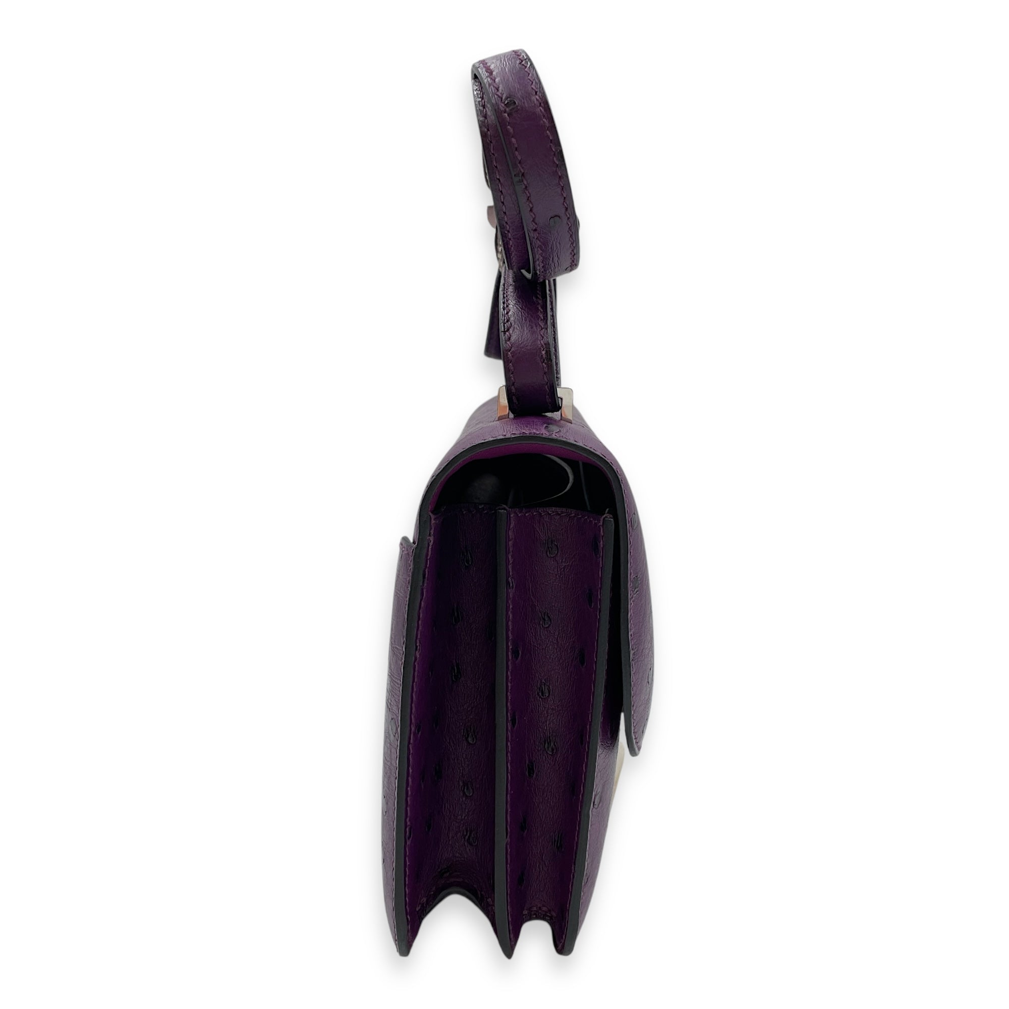 Constance Mirror 18 Violine in Ostrich, Palladium hardware