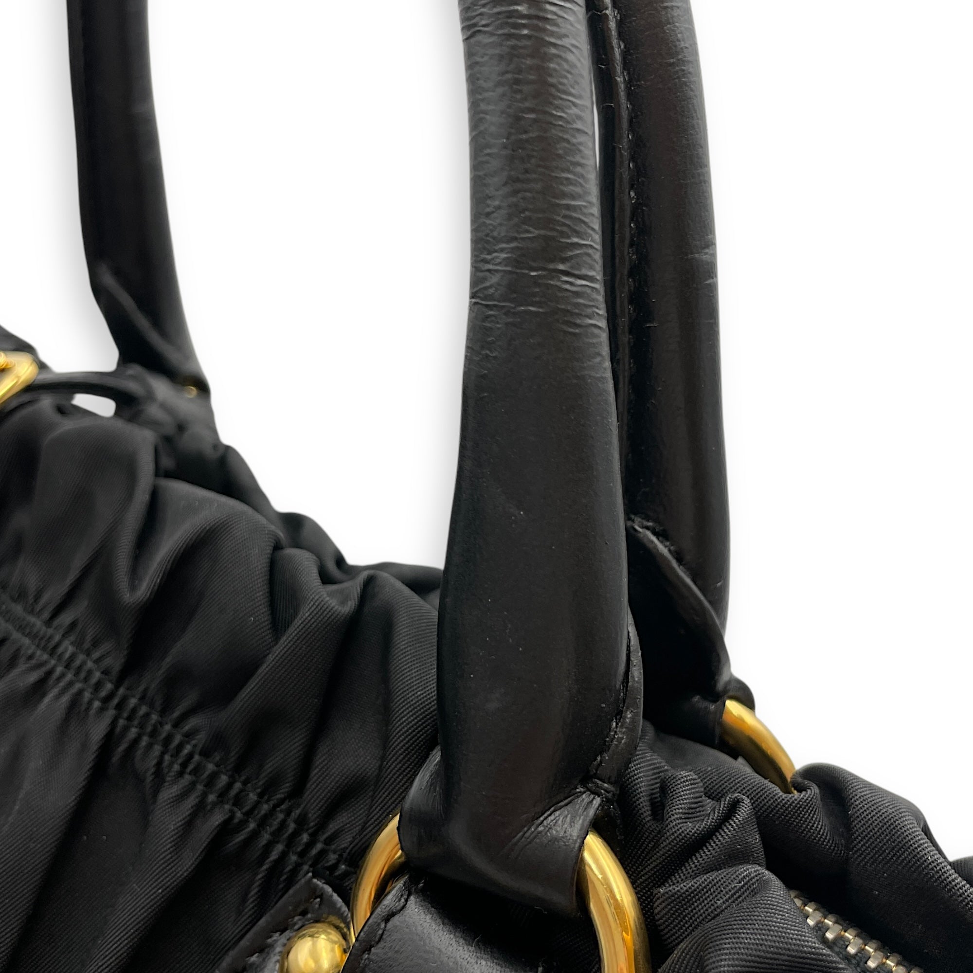 Prada Tessuto Gaufre 2 way Black Shoulder Bag in Nylon, Gold hardware
