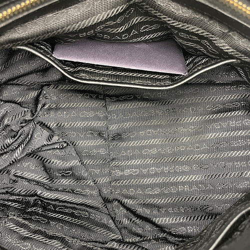 Prada Tessuto Gaufre 2 way Black Shoulder Bag in Nylon, Gold hardware