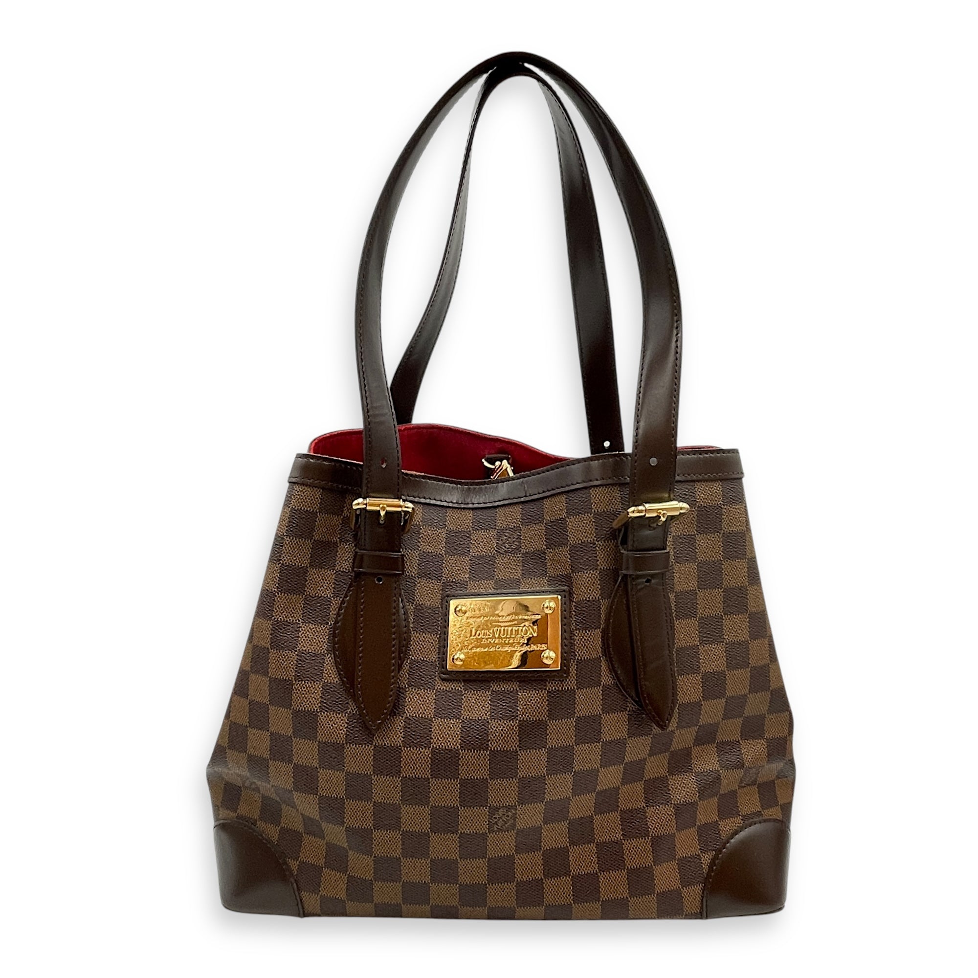 Hampstead MM Damier Shoulder Bag in Coated Canvas, Gold hardware