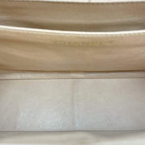 Jumbo classic Beige Shoulder Bag in Caviar Leather, Silver hardware
