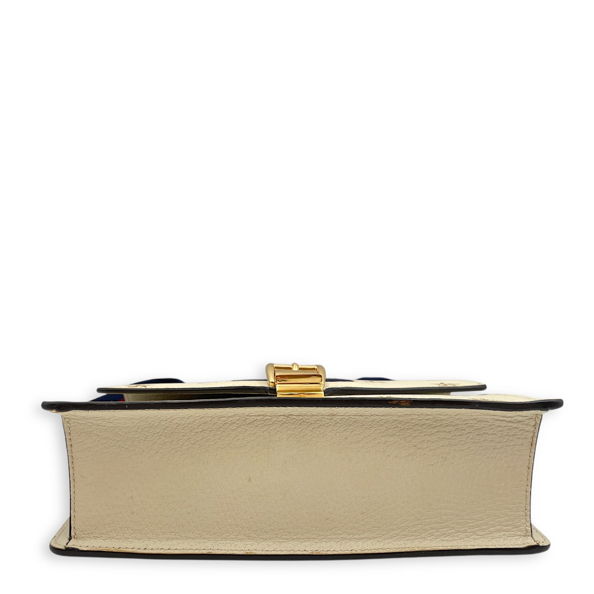 Sylvie Bee Star Print Beige Crossbody Bag in Calfskin, Gold hardware