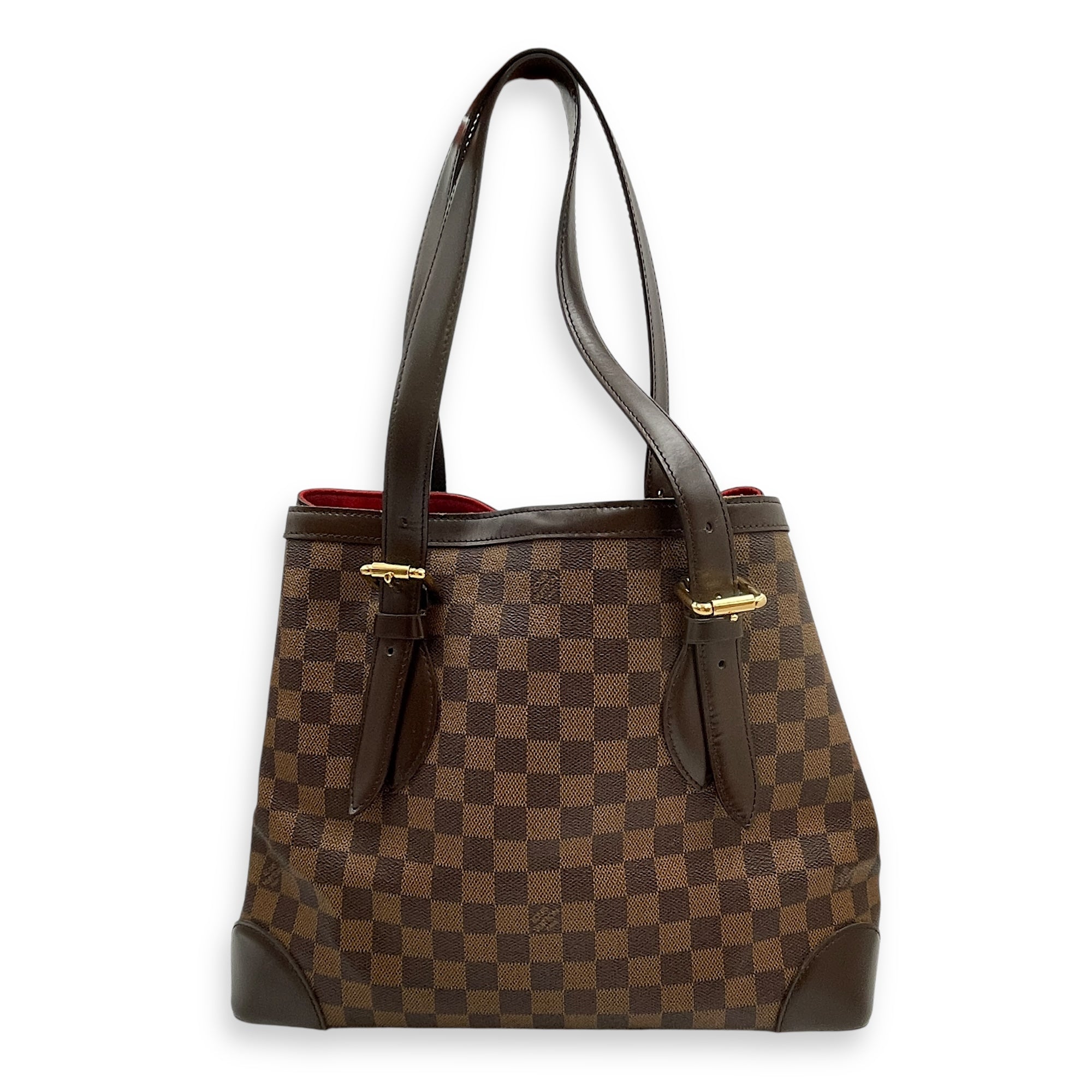Hampstead MM Damier Shoulder Bag in Coated Canvas, Gold hardware