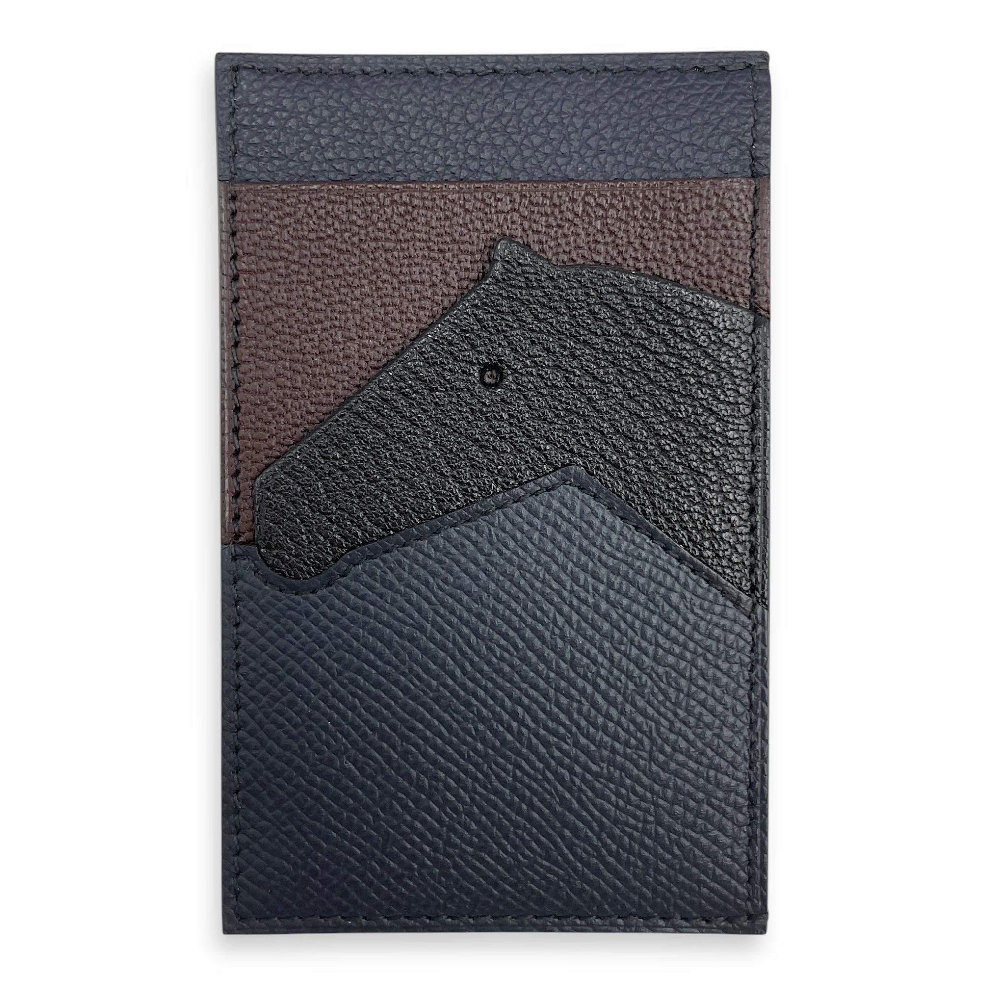 Chevaux Blue Indigo/Noir Card Holder in Epsom/Chevre Mysore