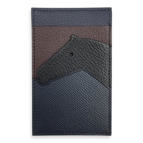 Chevaux Blue Indigo/Noir Card Holder in Epsom/Chevre Mysore
