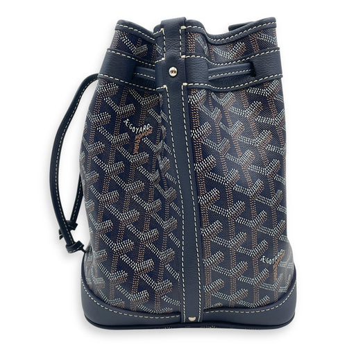 Petit Flot Blue Bucket Bag in Coated Canvas