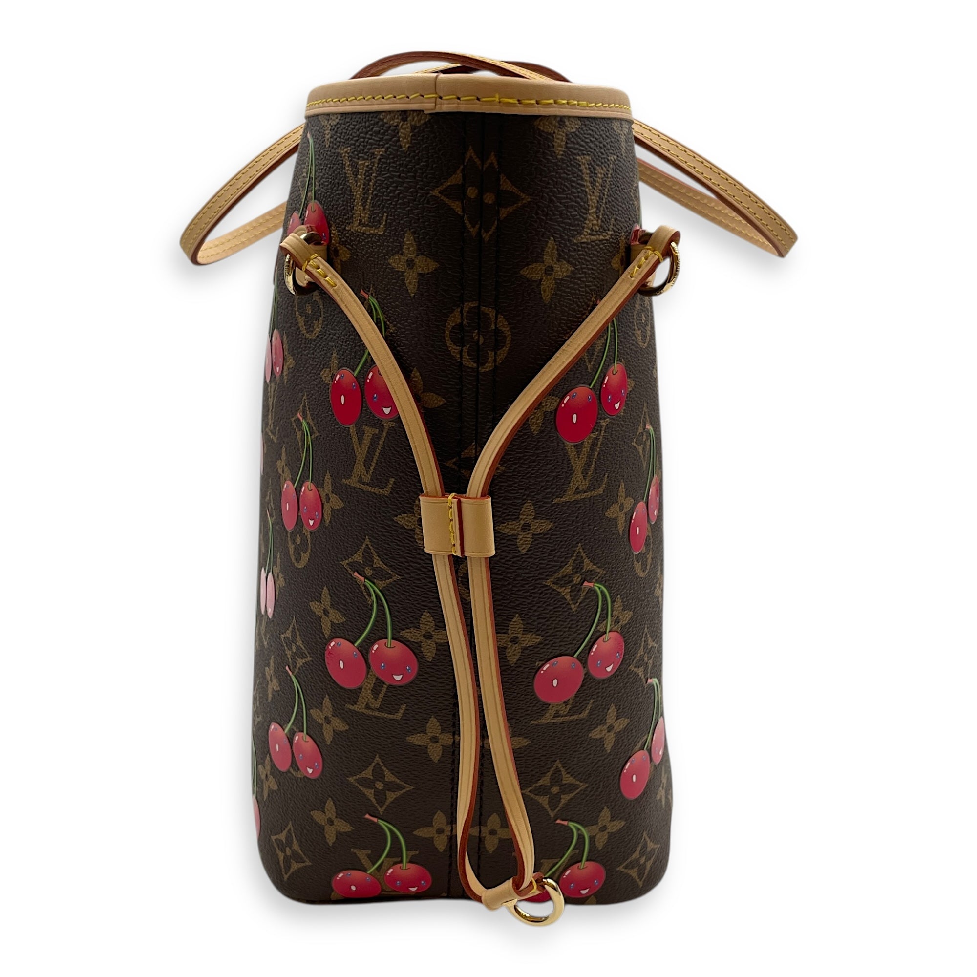 LV X Mk Cherry print Neverfull Shoulder Bag in Coated Canvas, Gold hardware