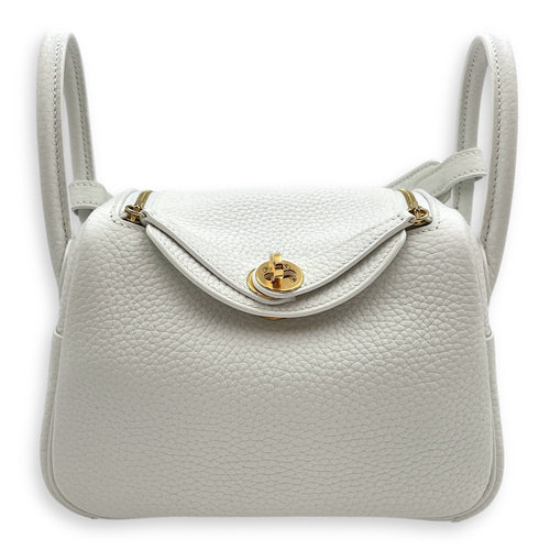 Lindy Mini New White in Clemence Gold hardware