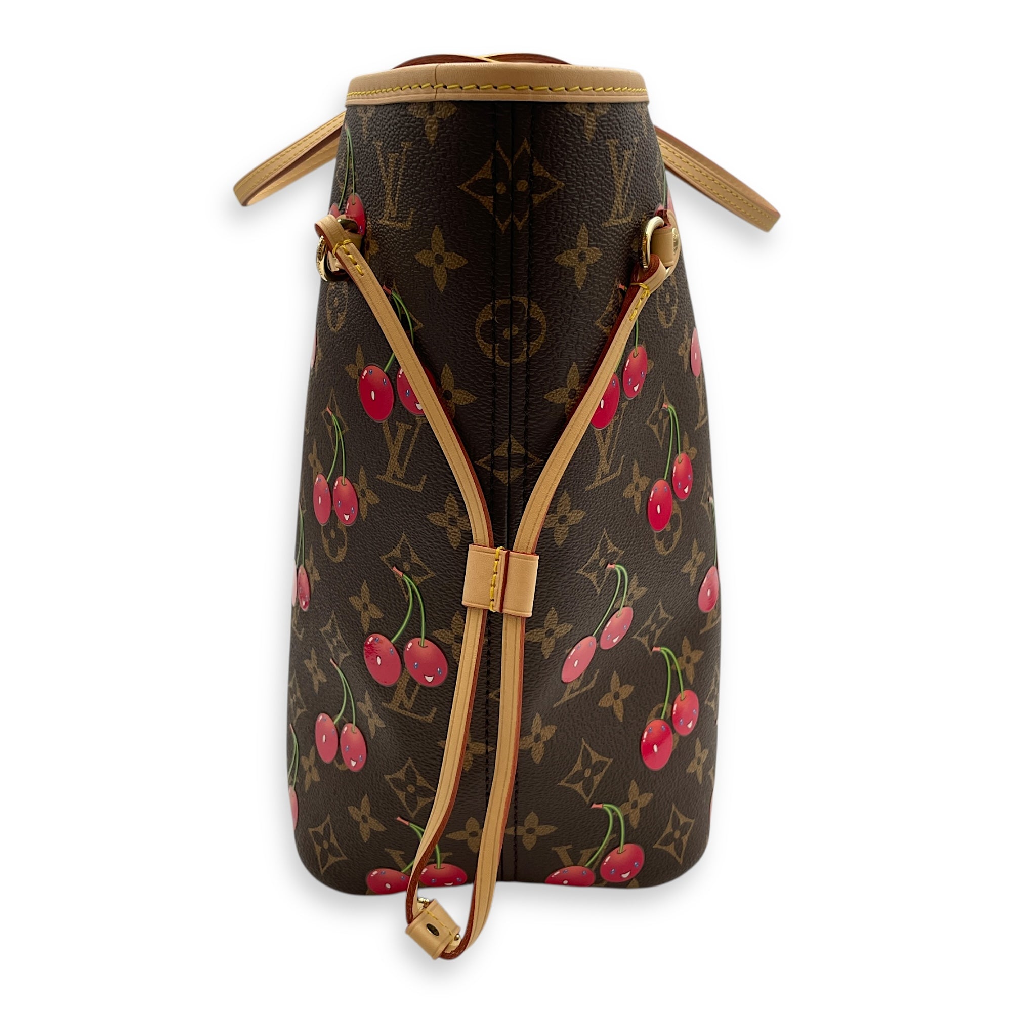 LV X Mk Cherry print Neverfull Shoulder Bag in Coated Canvas, Gold hardware