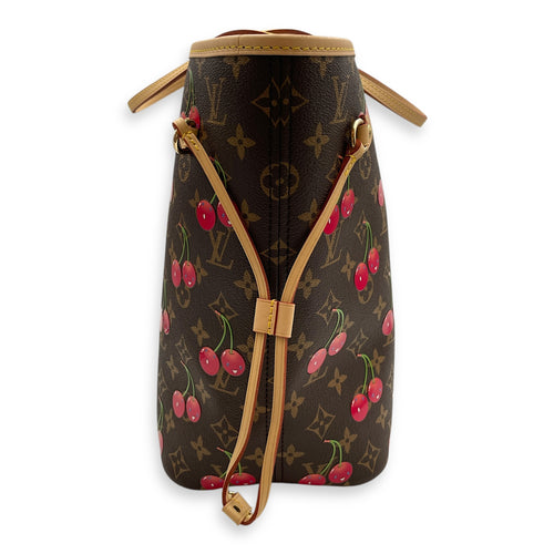 LV X Mk Cherry print Neverfull Shoulder Bag in Coated Canvas, Gold hardware