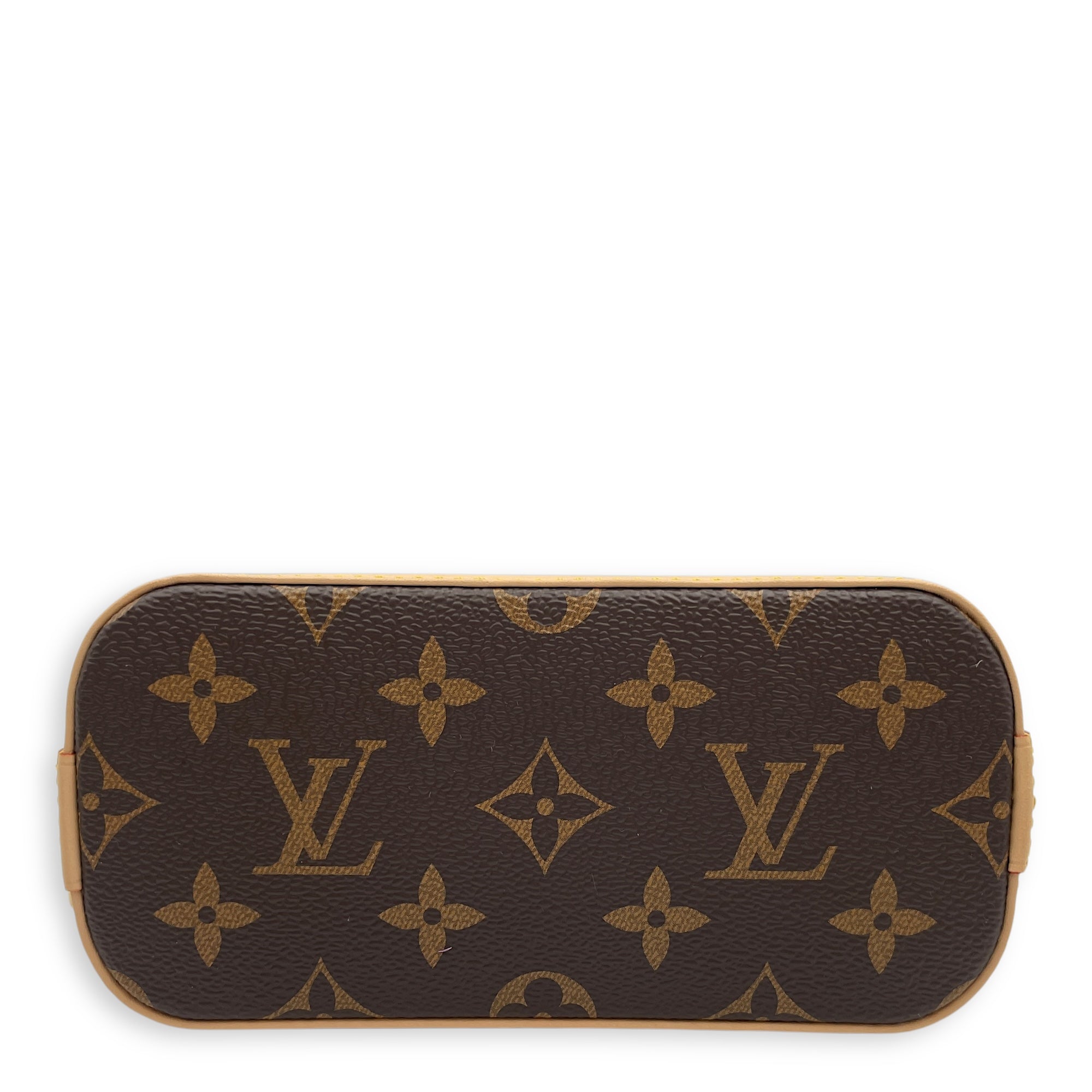 Nano Alma cherry print Top Handle Bag in Coated Canvas, Gold hardware
