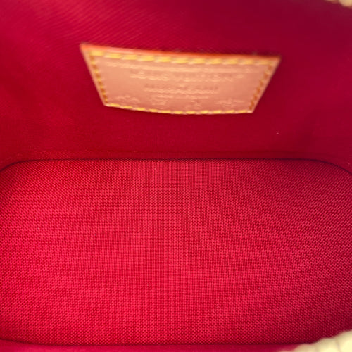 Nano Alma cherry print Top Handle Bag in Coated Canvas, Gold hardware