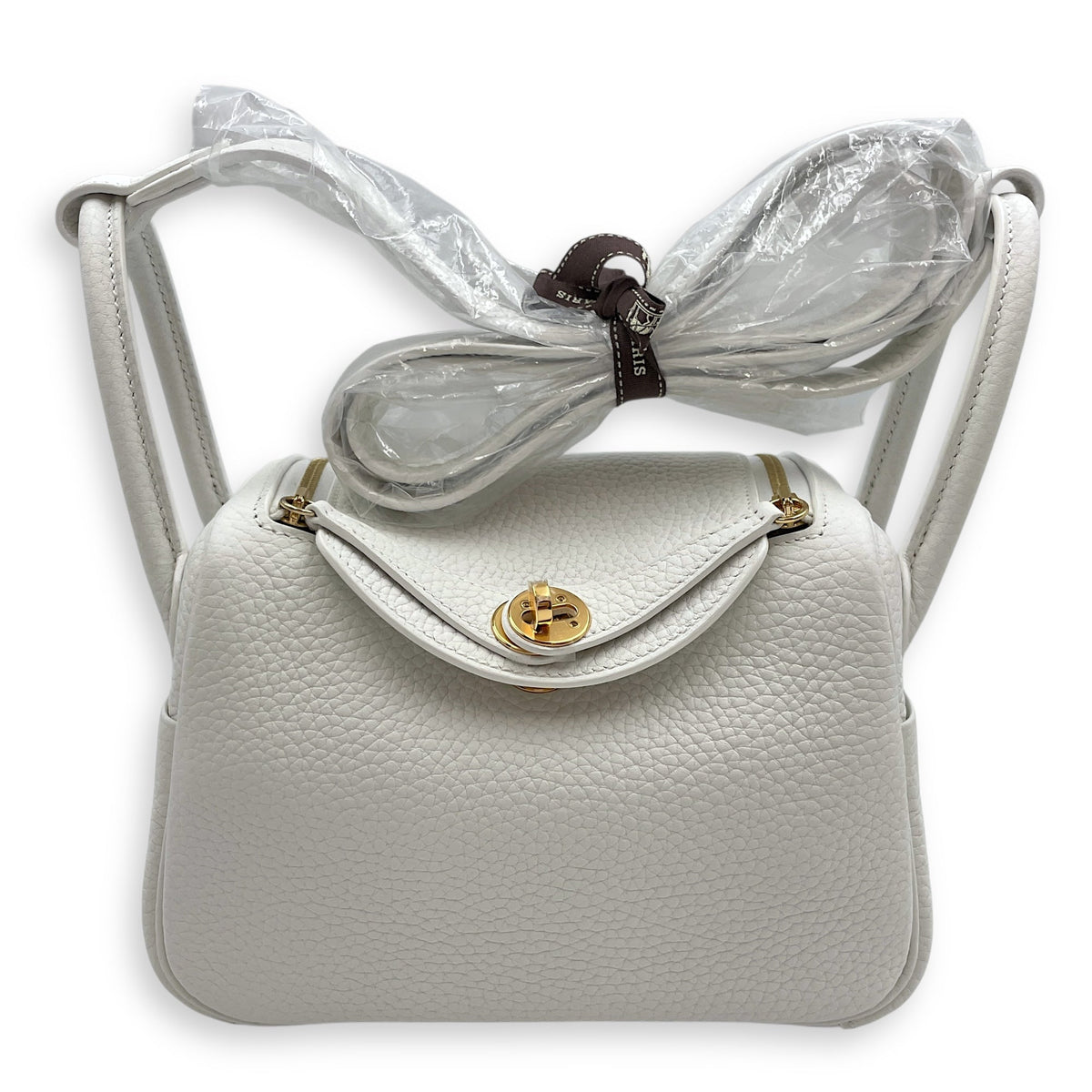 Lindy Mini New White in Clemence Gold hardware