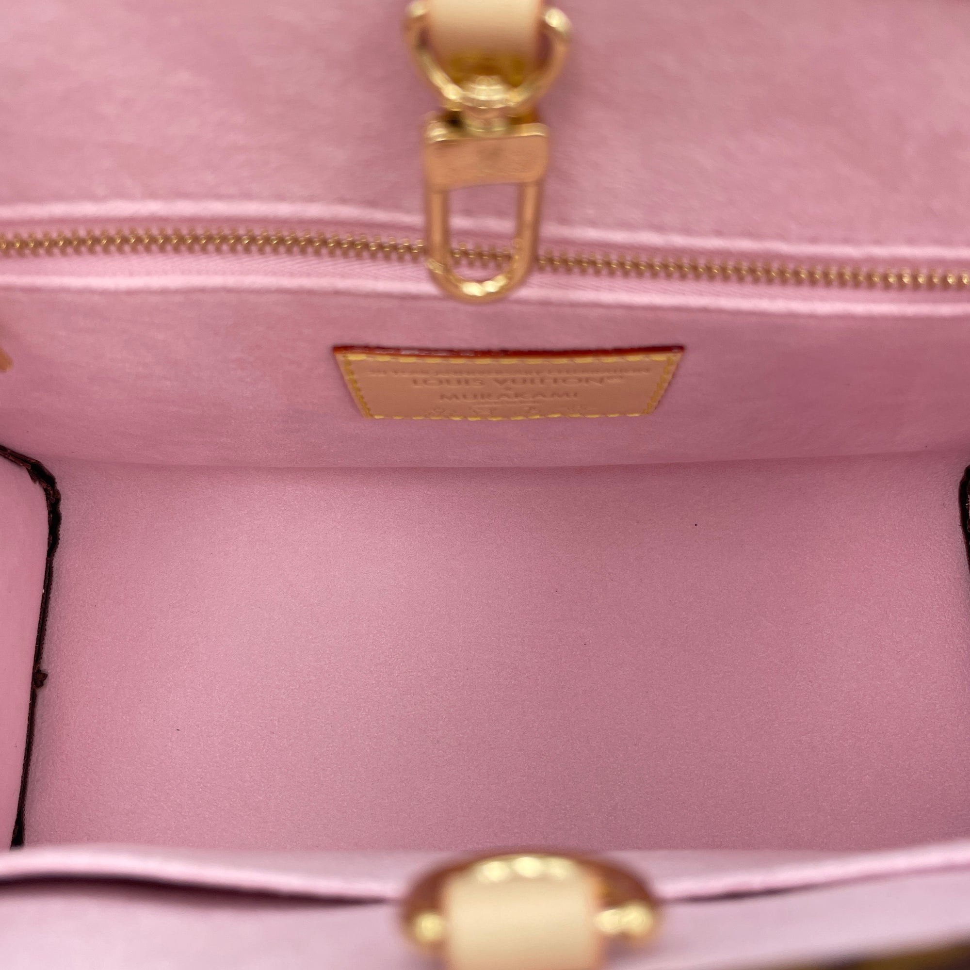 On the go cherry blossom PM Top Handle Bag in Coated Canvas, Gold hardware
