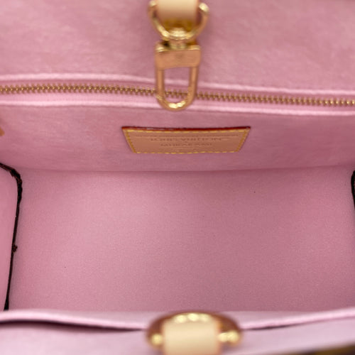 On the go cherry blossom PM Top Handle Bag in Coated Canvas, Gold hardware