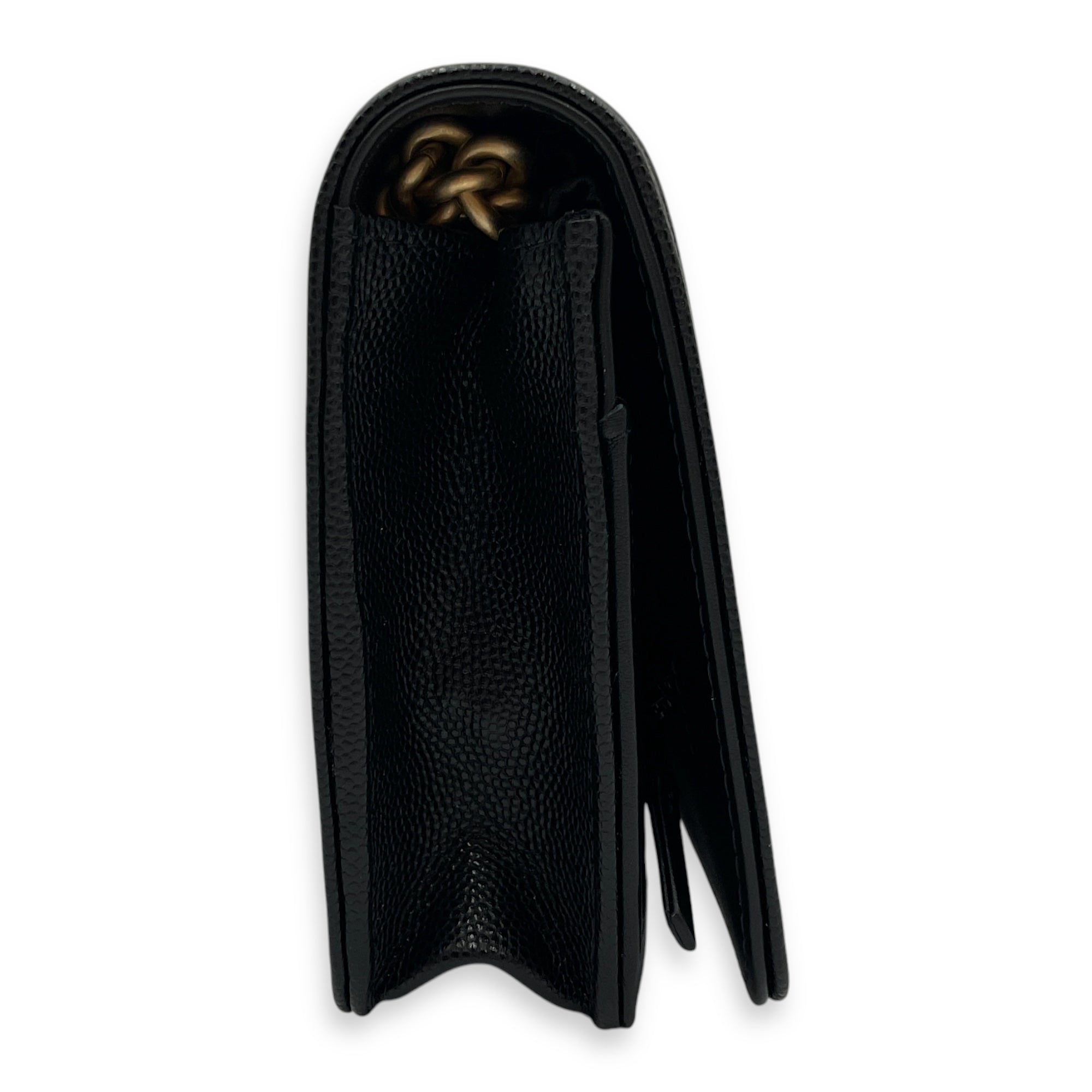 La Boy Black Wallet On Chain in Caviar Leather, Brushed Gold hardware
