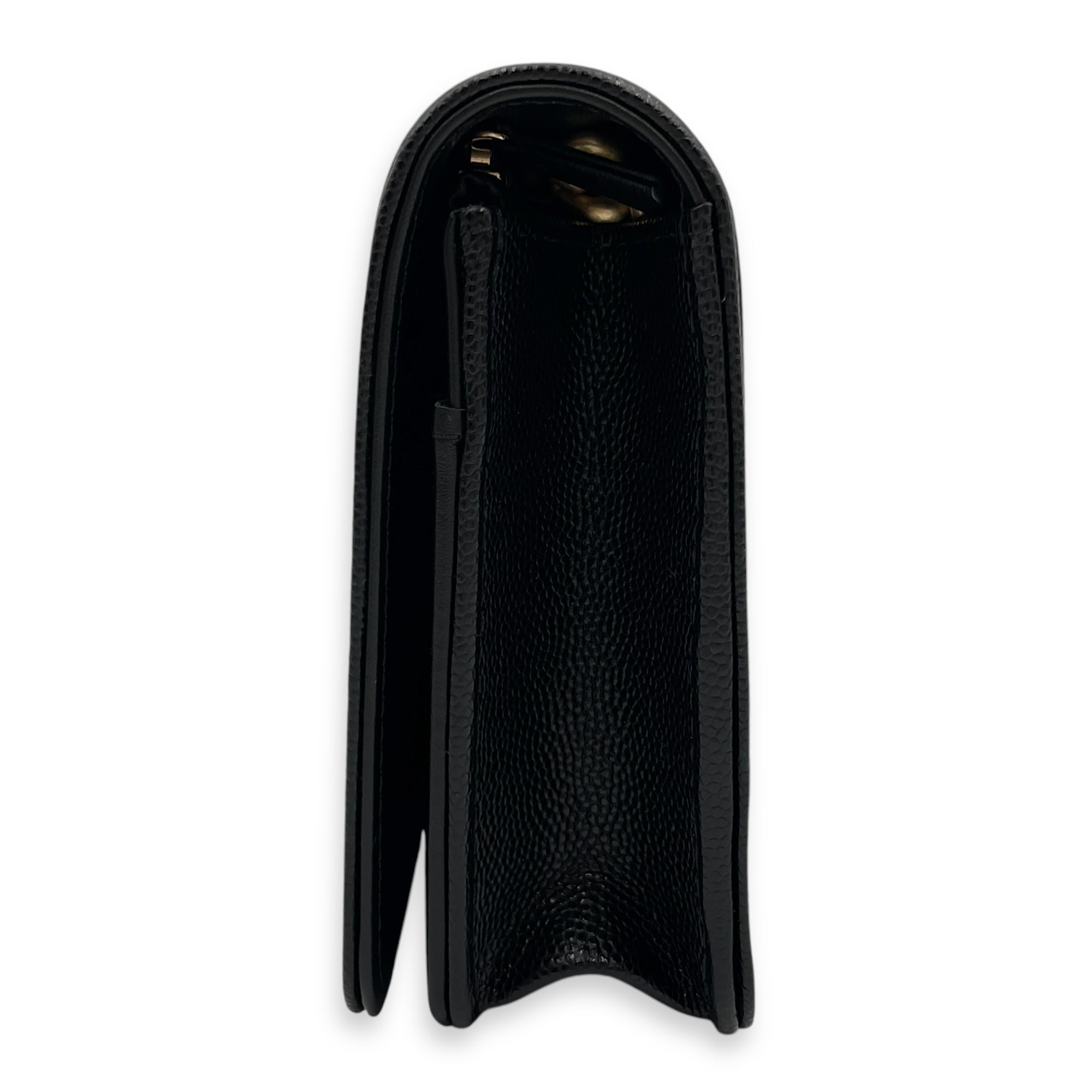 La Boy Black Wallet On Chain in Caviar Leather, Brushed Gold hardware