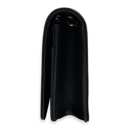 La Boy Black Wallet On Chain in Caviar Leather, Brushed Gold hardware