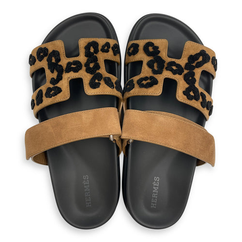 Chypre Sandal. Sz: 36 Brun Fume/Noir Sandals in Suede Leather