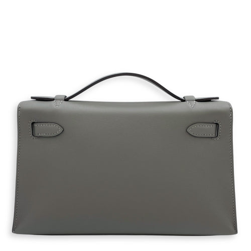 Kelly Pochette Gris Meyer in Swift, Gold hardware