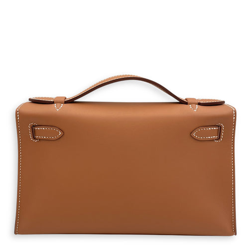 Kelly Pochette Gold in Swift, Gold hardware
