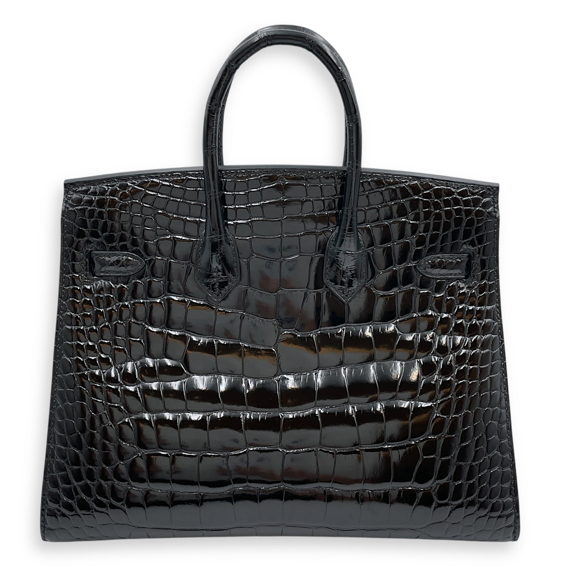 Sellier Birkin 25 Black in Shiny Alligator, Gold hardware