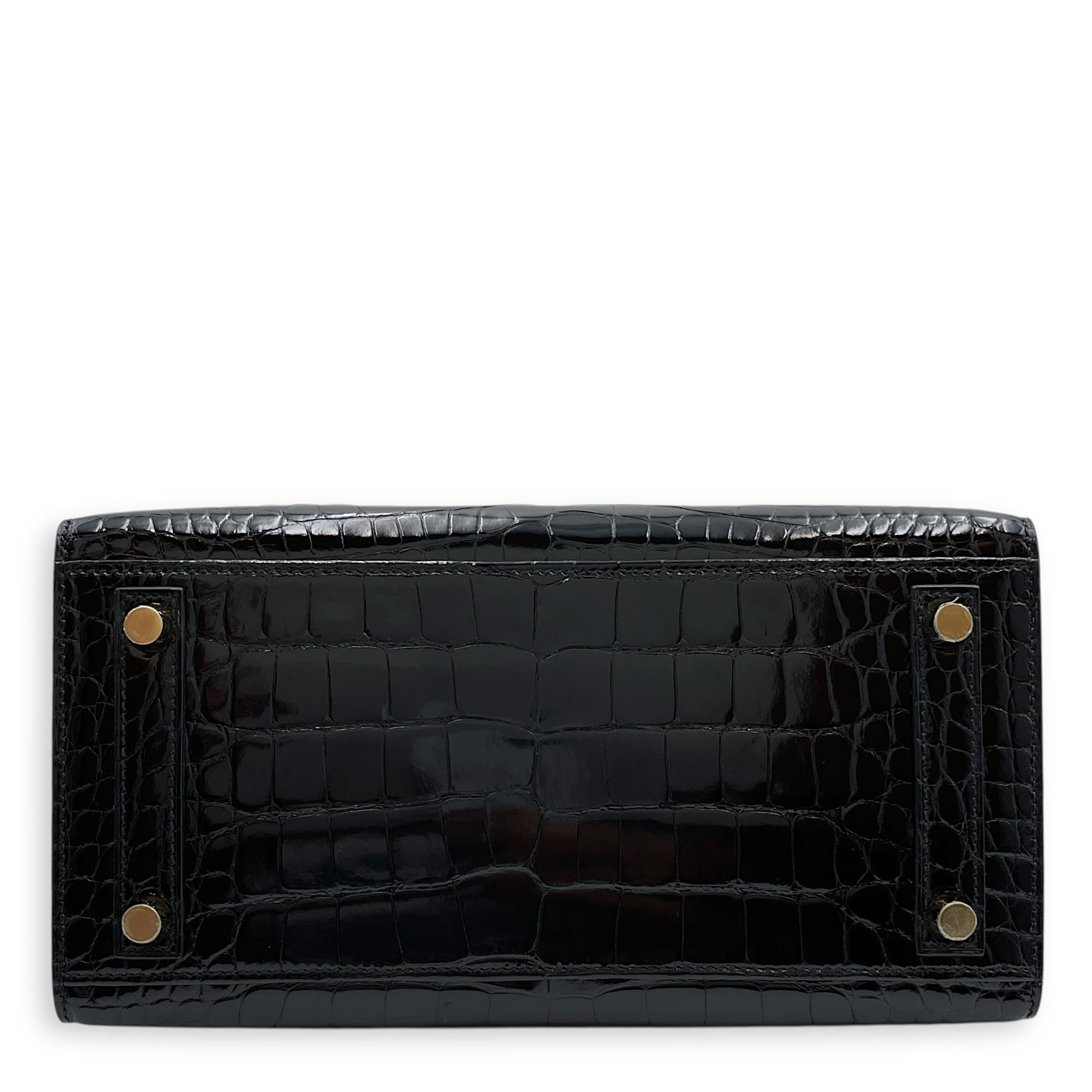 Sellier Birkin 25 Black in Shiny Alligator, Gold hardware
