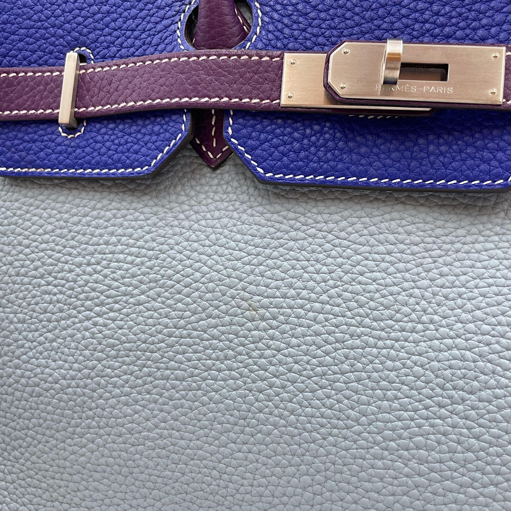 Birkin 35 Blue Lin/Blue Electric/Ultraviolet in Clemence, Brushed Palladium hardware