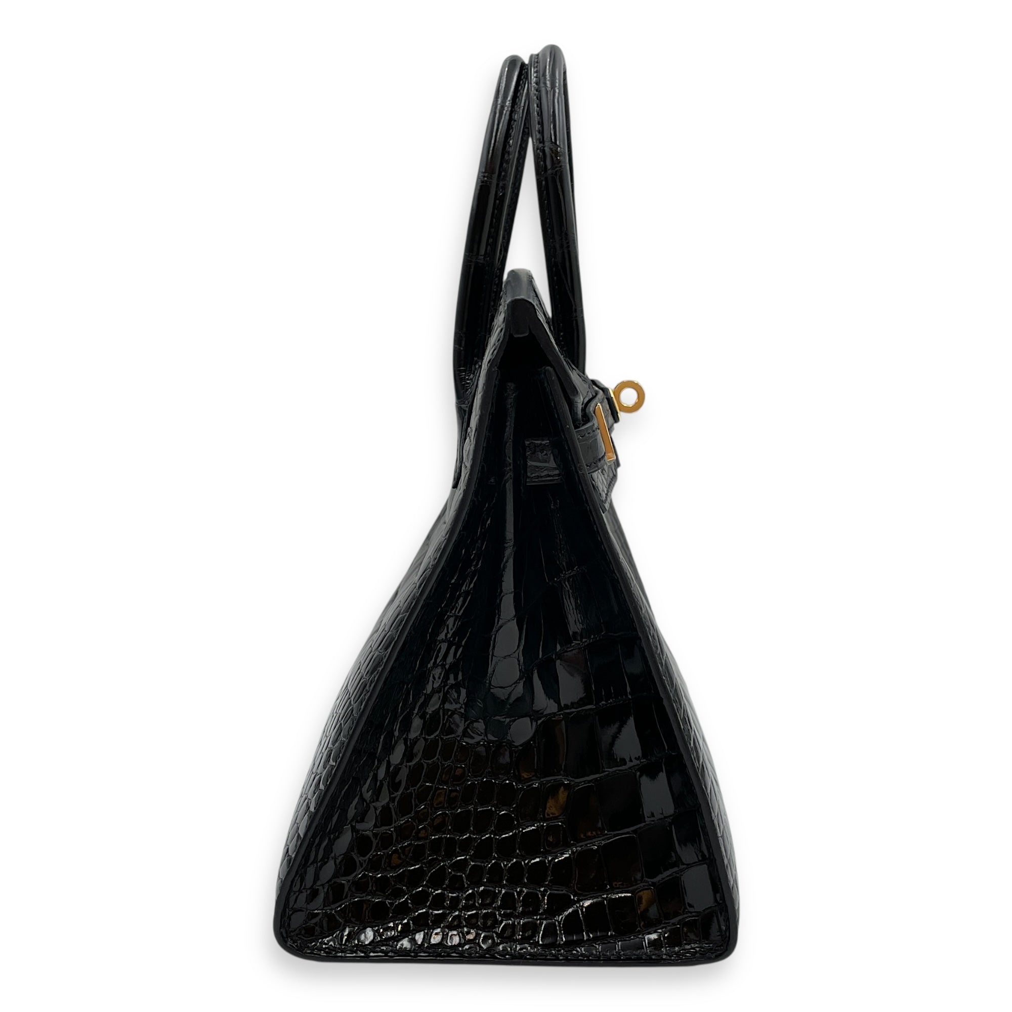 Sellier Birkin 25 Black in Shiny Alligator, Gold hardware