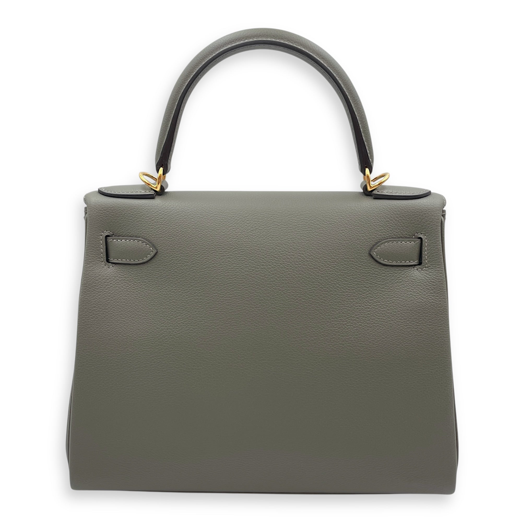 Kelly 28 Gris Meyer in Evercolor, Gold hardware