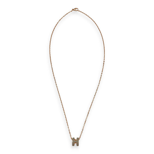 Pop H Mini Marron Glace Necklace, Rose Gold hardware