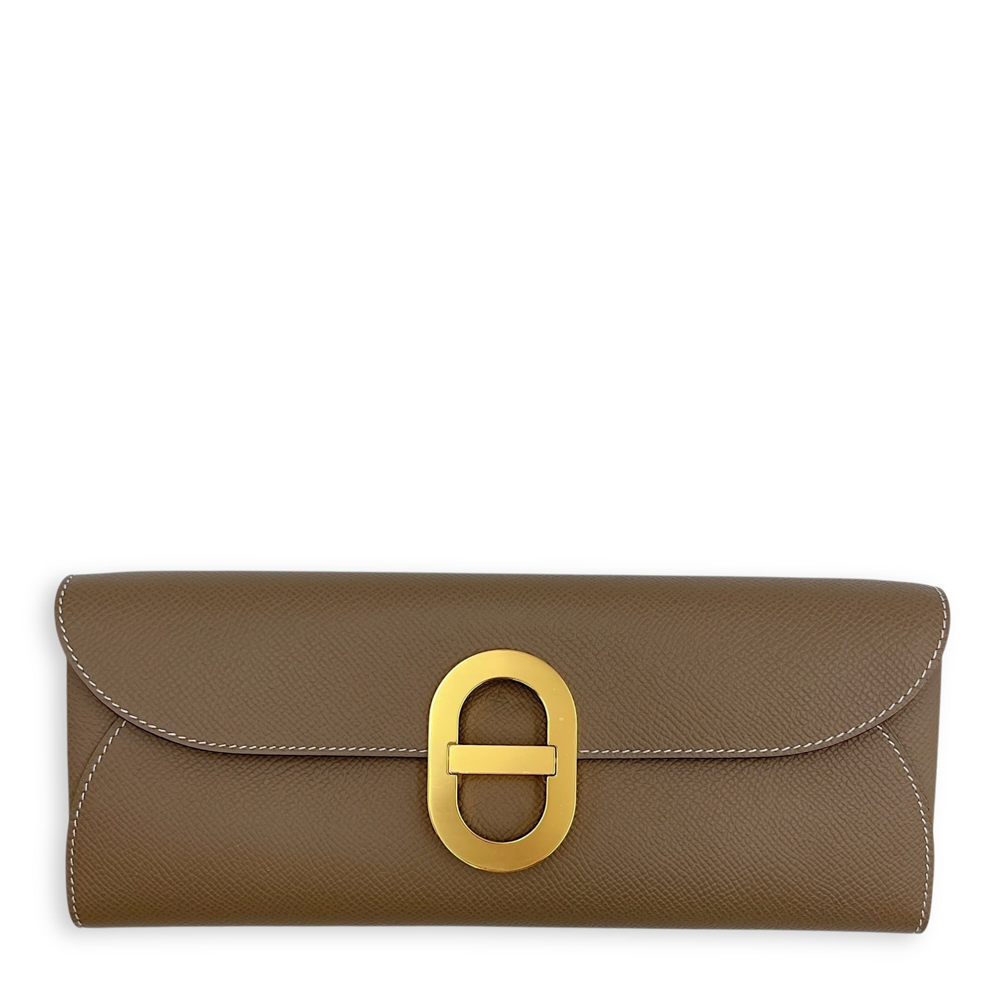 Maillon To Go Etoupe Crossbody Bag in Epsom, Gold hardware
