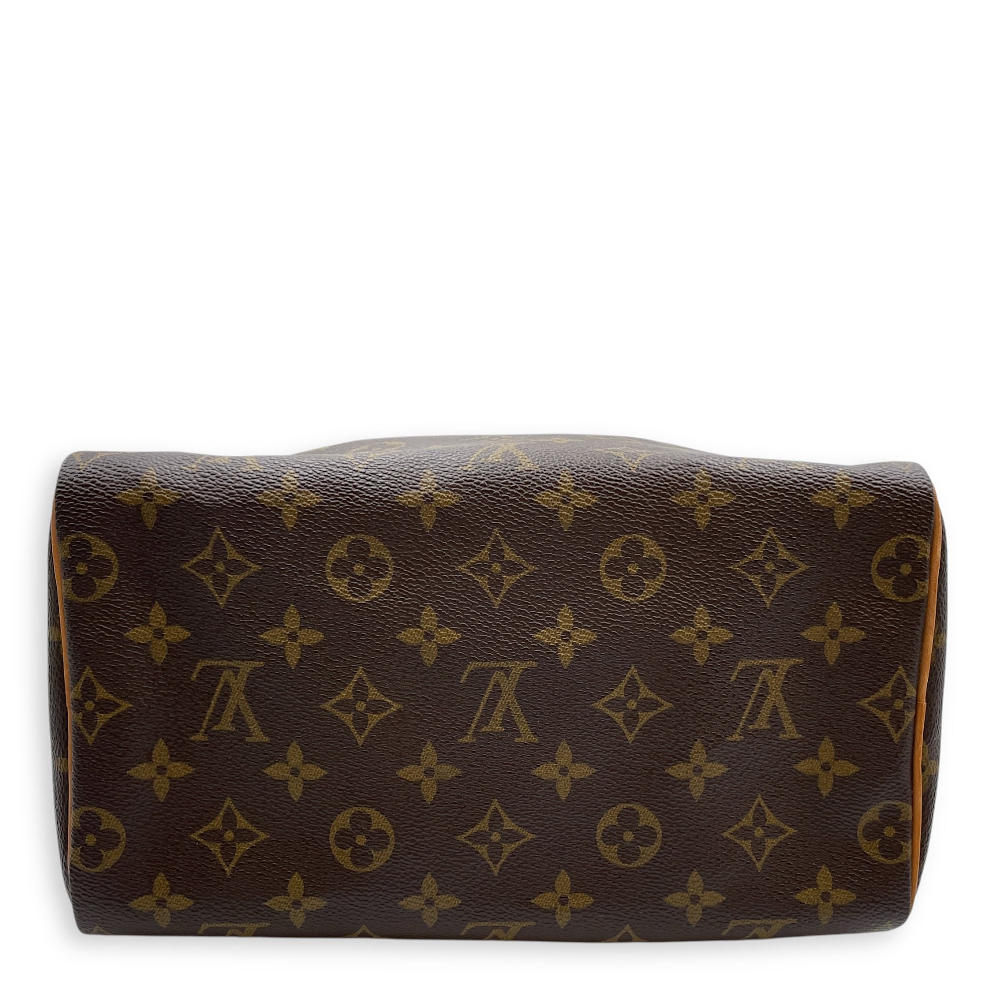Speedy 25cm Brown Monogram Top Handle Bag in Coated Canvas, Gold hardware