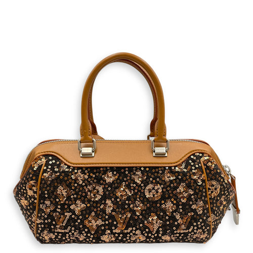 Sunshine Cloth Brown Bowling Bag in Calf/Sequins, Silver hardware