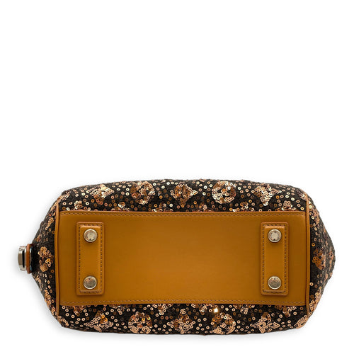 Sunshine Cloth Brown Bowling Bag in Calf/Sequins, Silver hardware