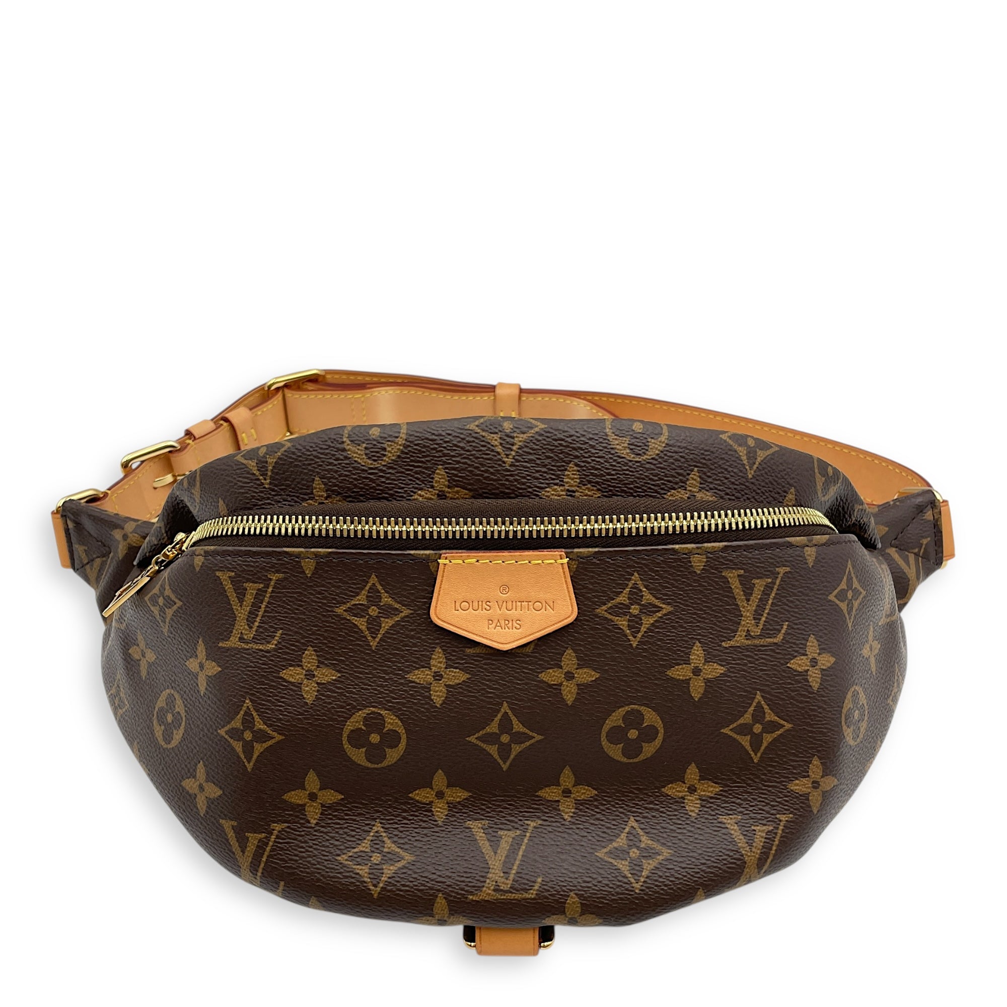 Bum Brown Monogram Belt Bag in Coated Canvas, Gold hardware