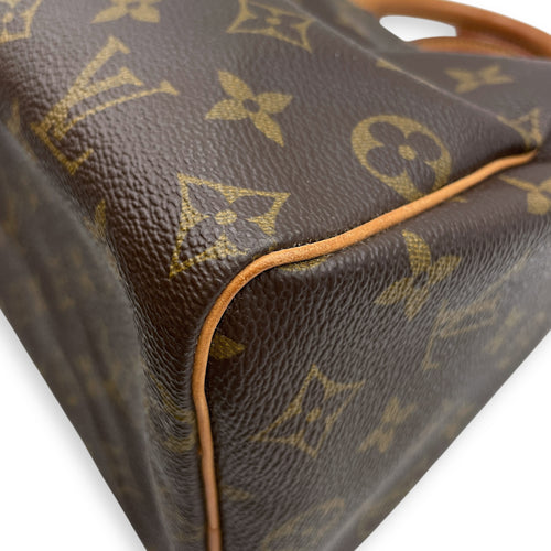 Speedy 25cm Brown Monogram Top Handle Bag in Coated Canvas, Gold hardware