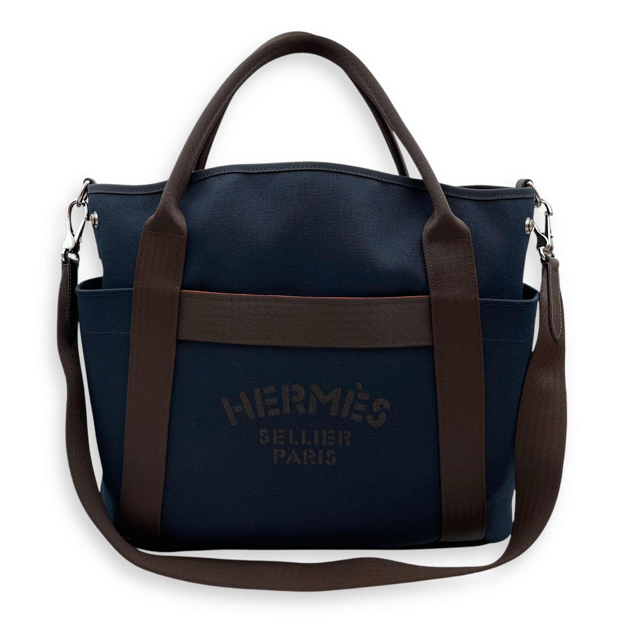 The Grooming Bag Blue in Coated Canvas, Palladium hardware