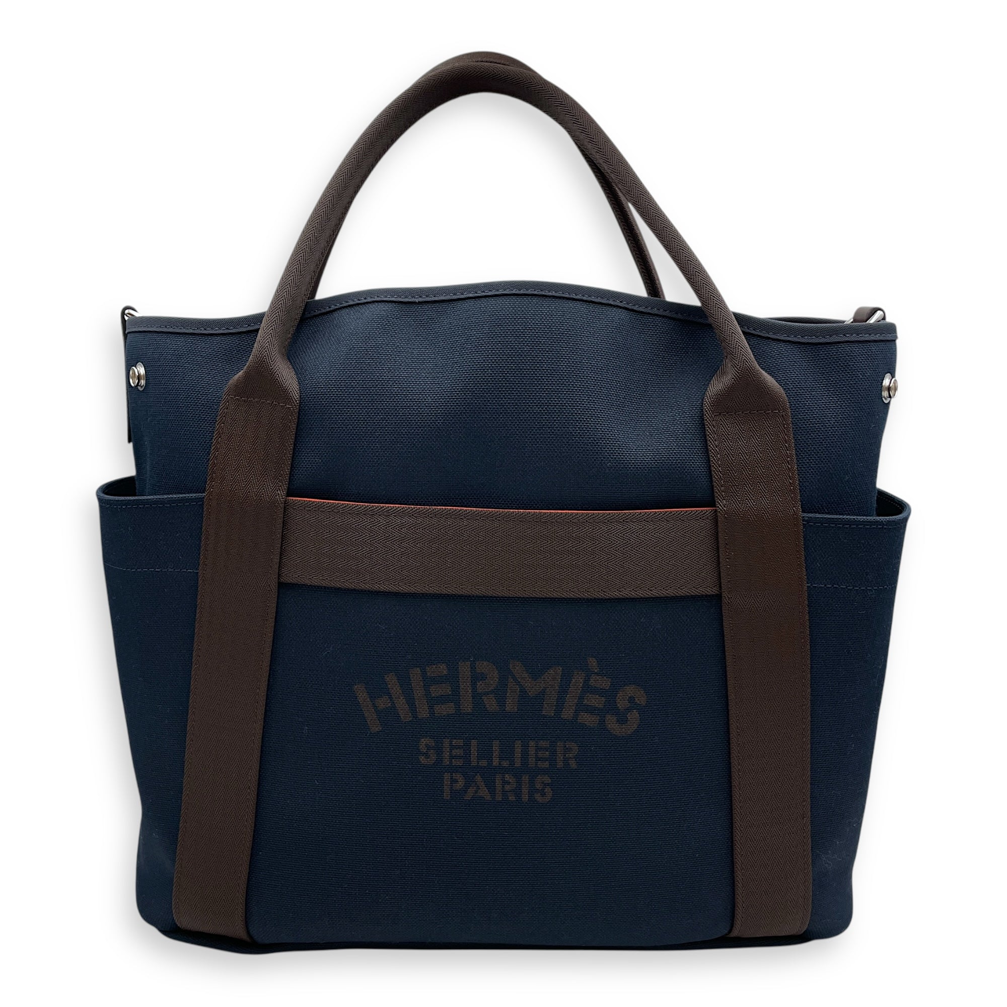 The Grooming Bag Blue in Coated Canvas, Palladium hardware