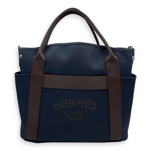 The Grooming Bag Blue in Coated Canvas, Palladium hardware